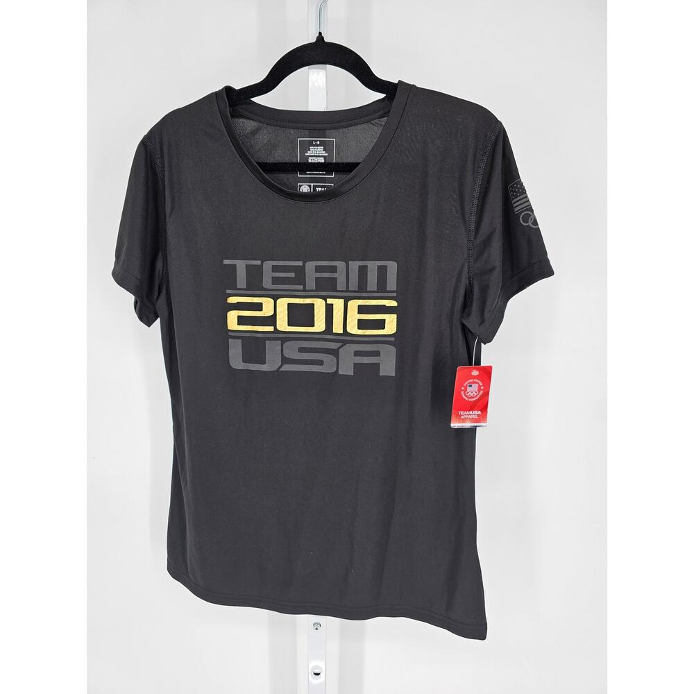2016 Olympics Team USA Apparel Womens Sz L Short Sleeve Athletic T Shirt Black